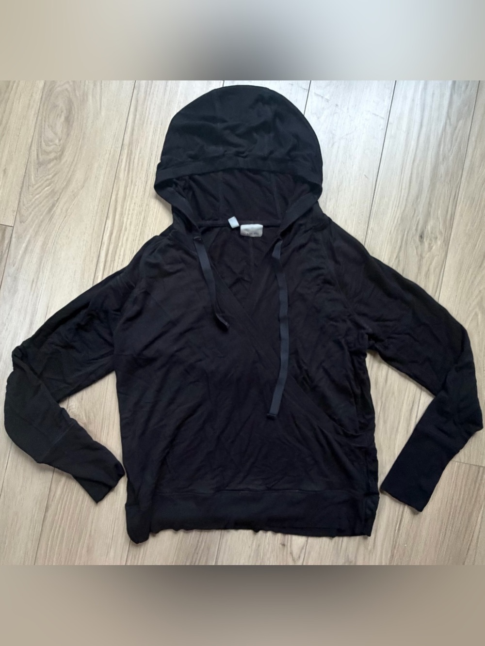 Athleta Inner Twist Wrap Lightweight Black Hooded Pullover XL